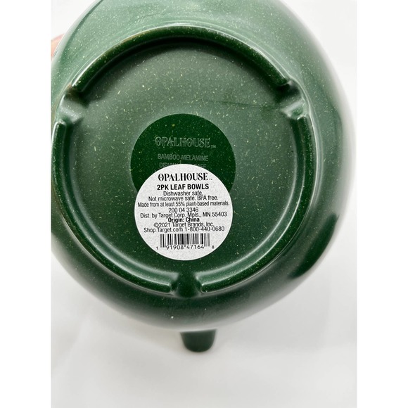 Opalhouse Set of 2 Bamboo Melamine Leaf Mini Snack Bowls Serving Green - Picture 5 of 11